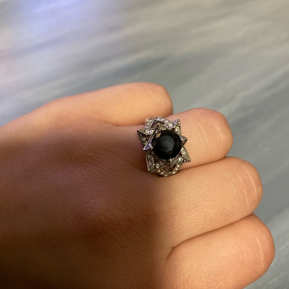 Black stone cocktail ring
